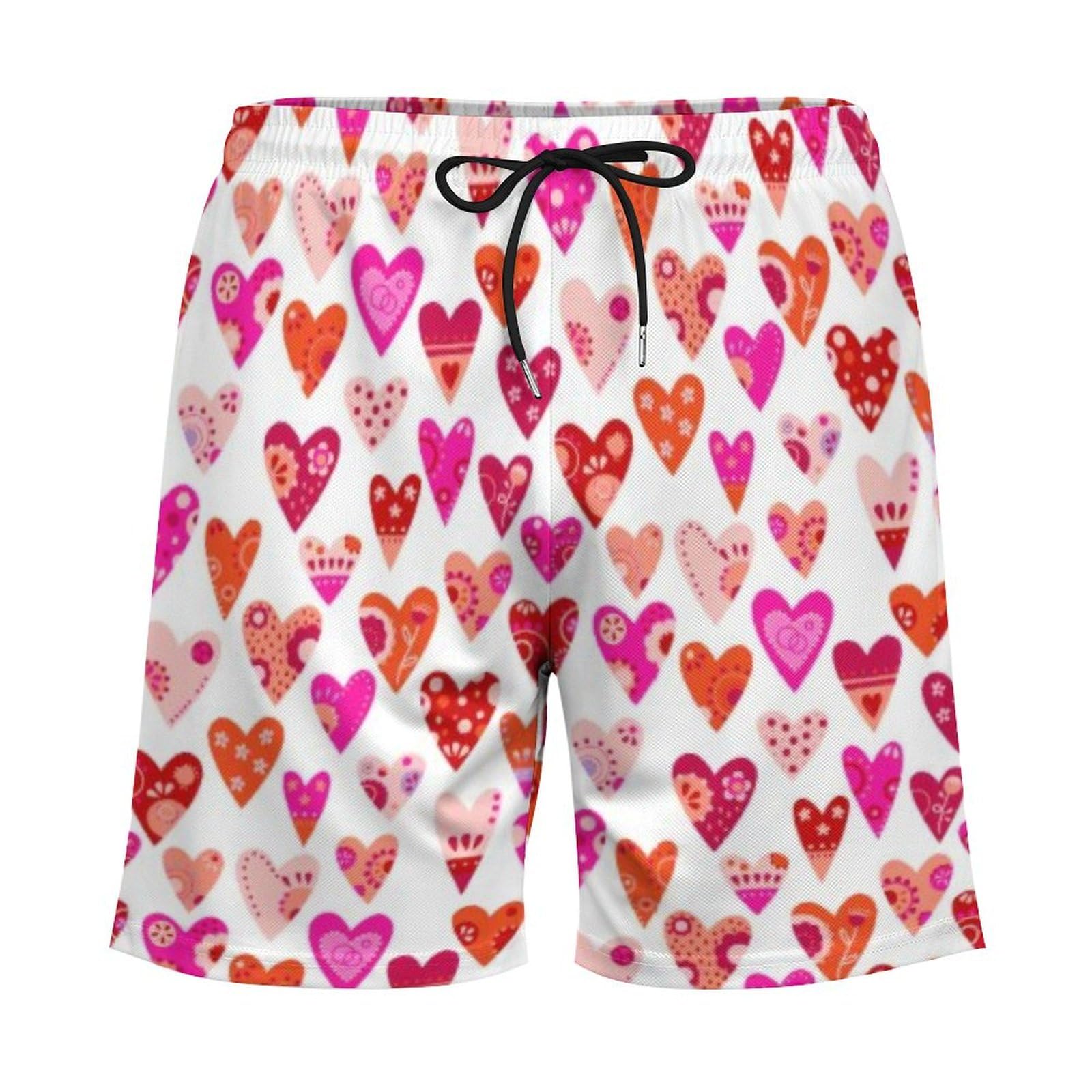 Amazon.co.jp: [WAIKUB] ハートパターン赤ピンクモダン メンズ 水着